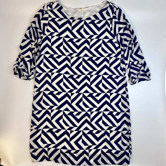 Anthropologie Dresses & Skirts - Everly Anthropologie Blue Geometric Lined Mini Dress Size‎ Large
